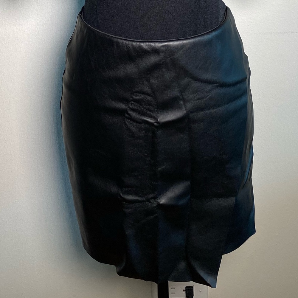 Aqua (Bloomingdale’s) Faux Leather Wrap Skirt